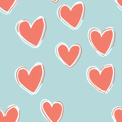 Poster - Playful heart texture with turquoise background for Valentine's Day