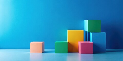 Aufkleber - Colorful blocks arranged against a vibrant blue background showcasing product display potential