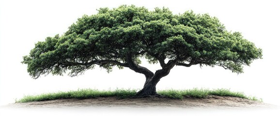 Lush green tree isolated on white background.