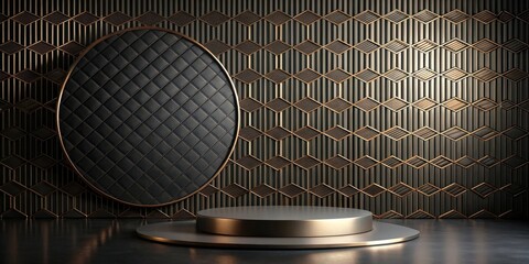 Poster - Elegant Dark Gray and Gold Geometric Display Platform