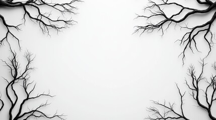 Poster - Modern Silhouette of Tree Branches on White Background for Artistic and Design Projects