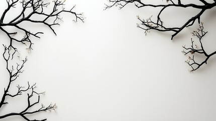 Poster - Vintage Silhouetted Tree Branches Framing Empty Space for Creative Design and Artistic Projects