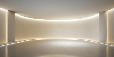 Poster - modern minimalist interior design empty room with subtle curve and integrated lighting