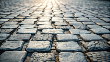 Leinwandbilder - A sunlit cobblestone path, showcasing the textured surface of the stones and the play of light and shadow