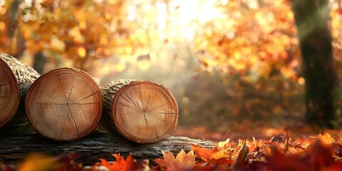 Poster - Three logs are sitting on a log