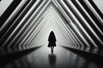 Aufkleber - A geometric representation of the pyramid staircase, with clean lines and contrasting tones to highlight its symmetry