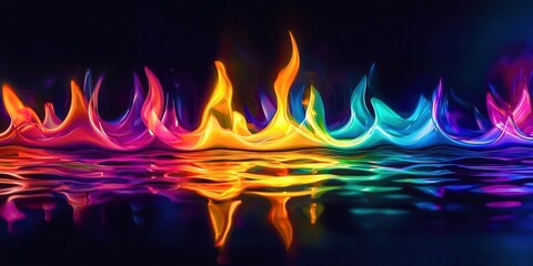 Poster - Colorful line of fire with a rainbow of colors