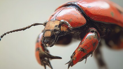 A detailed close-up of a ladybug, showcasing its intricate features and vibrant colors with a shallow depth of field