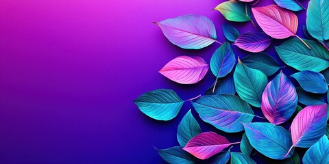 Poster - Purple background with a bunch of leaves in different colors