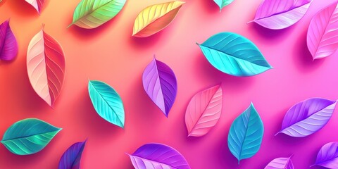 Poster - Colorful leafy background with many different colored leaves