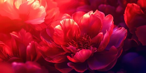 Poster - Close up of a red flower with a purple background