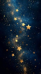 Wall Mural - dark blue background with golden stars