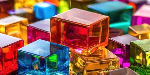 Poster - Bunch of colorful cubes are stacked on top of each other
