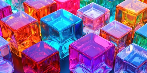 Aufkleber - Row of colorful cubes made of glass