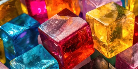 Aufkleber - Bunch of colorful cubes made of ice