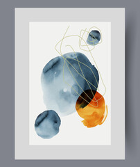 Wall Mural - abstract composition with contrasting spots on white poster, for interior design in fantastic style.
