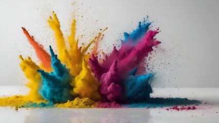 colorful vibrant rainbow paint color powder explosion with bright colors isolated 