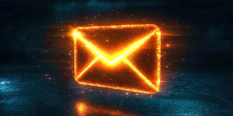 Poster - An envelope with a bright orange flame on it