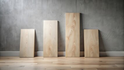 Aufkleber - Four Light Wood Panels Against a Grey Wall