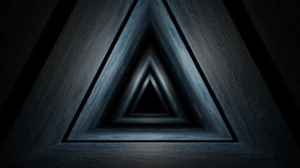 Wall Mural - moving forward inside dark triangular endless tunnel. 3d render looped animation