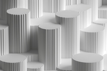Poster - Abstract white 3d pattern. Brutalist style. Background image. Created with Generative AI technology.