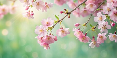 Aufkleber - Delicate Pink Blossoms on a Branch in Springtime
