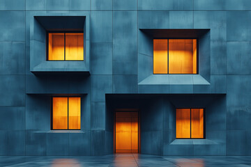 Poster - Modern Minimalist Architecture. Brutalist style. Building Facade. Background image. Created with Generative AI technology.