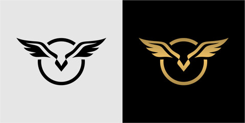 modern style wing design logo in black and gold