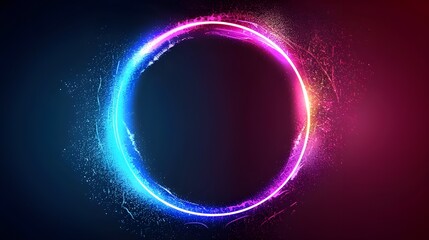 Poster - Abstract glowing circle neon light background wallpaper design illustration render