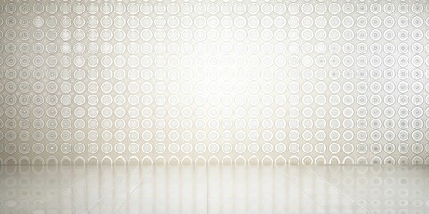 Aufkleber - Elegant neutral backdrop with repeating circular pattern and reflective floor