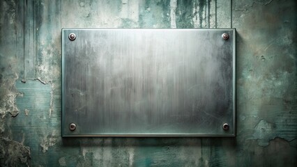 Aufkleber - Brushed Metal Plaque on a Weathered Wall, Ideal for Text or Logo Placement