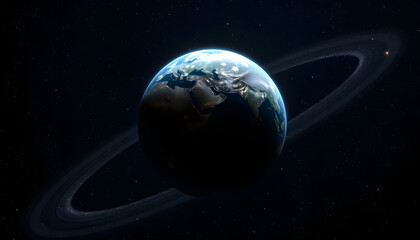 Wall Mural - Planet in space - Sphere of nightly Earth planet in outer space, digital art, with white tones