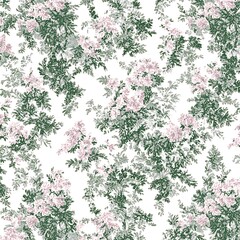Poster - Seamless Toile de Jouy Pattern of Timeless Floral Design