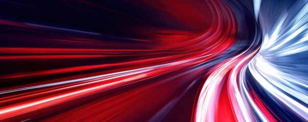 Wall Mural - abstract light trails: a symphony of red and blue