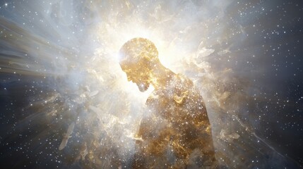 Poster - Cosmic spirituality religious of the divine celestial realm digital art ethereal space artistic perspective