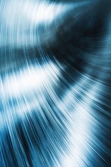 Poster - Dynamic light trails in soft blue and white tones against a brushed steel background create a futuristic effect for a modern design setting