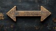 © Design By Reiga - Rustic wooden double arrow pointing left and right on dark wood background.