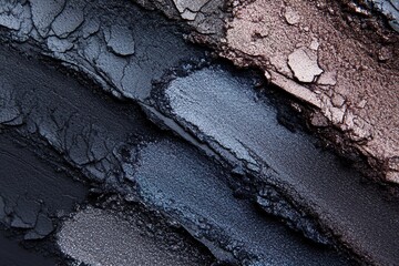 Poster - Sophisticated abstract background combining smokey eyeshadow blends in shades of black, gray, and deep brown with a large area for text overlay in ultra-HD resolution