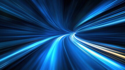 Wall Mural - abstract speed: a symphony of blue light trails