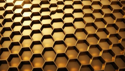 Wall Mural - Abstract golden honeycomb texture with radiant light and subtle shadows