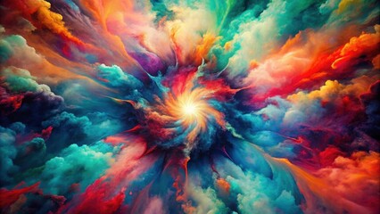 Wall Mural - abstract swirling vibrant colors, cosmic nebula, dynamic energy, radiant light