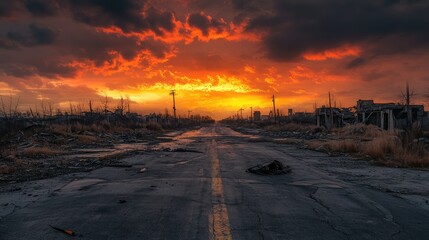 Wall Mural - sunset in the city