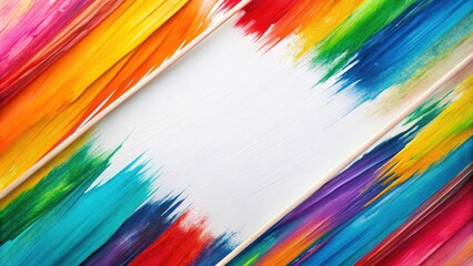 Aufkleber - Vibrant Abstract Paint Strokes with Central White Space Ideal for Text or Design