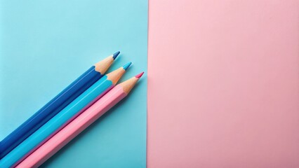 Poster - Pastel colored pencils arranged on a dual tone background
