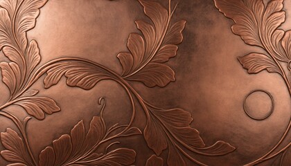 Wall Mural - Embossed copper texture with deeply engraved linework