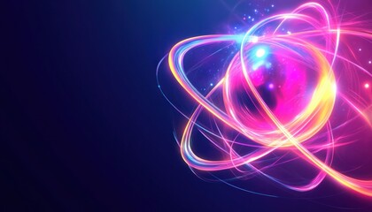 Wall Mural - bright nucleus with swirling electrons creating energy in physics illustration
