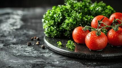 Poster - Nutrition and meal planning tools like portion plates and food scales Stock Photo with side copy space