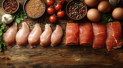 Aufkleber - The role of nutrition in fitness illustrated with pre- and post-workout meals Stock Photo with side copy space