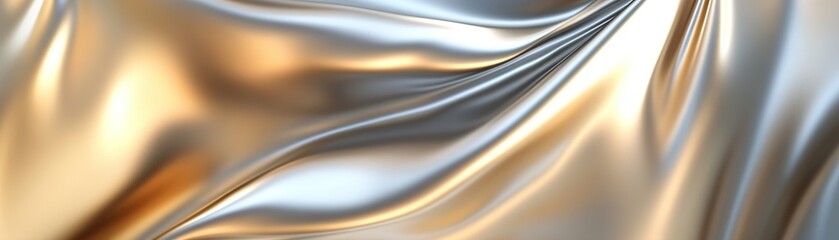 Poster - luxurious abstract metallic background featuring polished gold and silver tones with depth and soft 