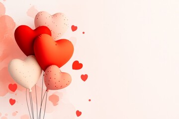 Poster - A flat design of a heart-shaped balloon floating against a plain sky, stylized with bold lines and pastel colors